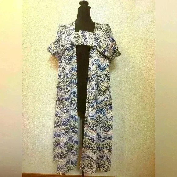 LuLaRoe Sarah Duster Sweater Open Cardigan Multicolor Pockets Medium - Picture 3 of 8